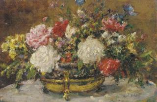 Mark Fisher - Flowers in a Gold Jardiniere