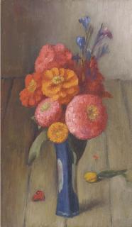 Mark Gertler - Still life with dahlias and chrysanthemums