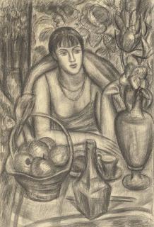 Mark Gertler - Supper, Study for  Portrait of Natalie Denny