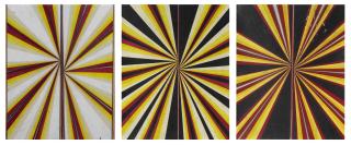 Mark Grotjahn - Untitled (Black Yellow Red Pink Cream and White Butterfly Drawing in 3 Parts DO NOT SEPARATE 789)
