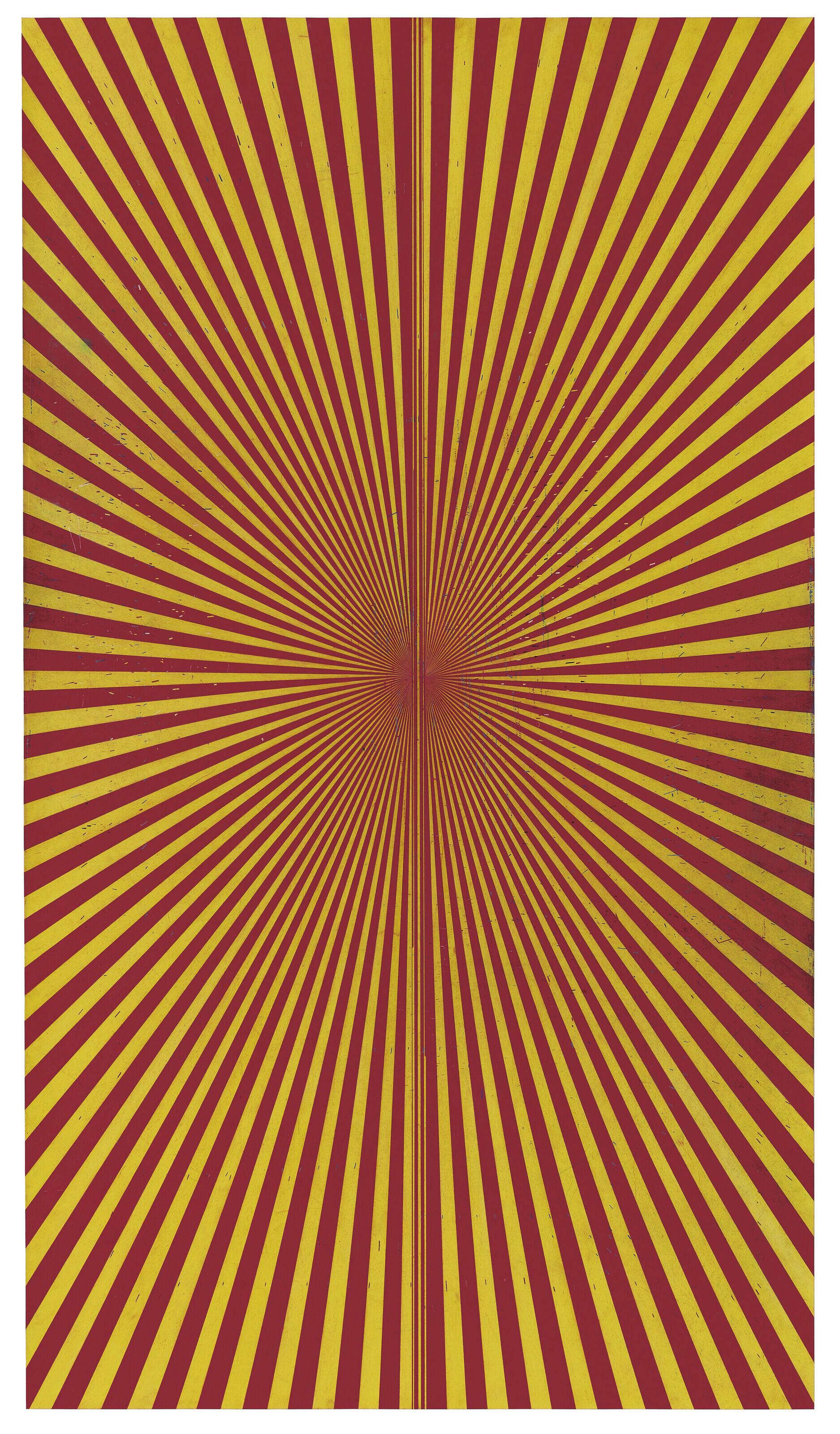 Mark Grotjahn - Untitled (Crimson Red and Canary Yellow Butterfly 45.93)