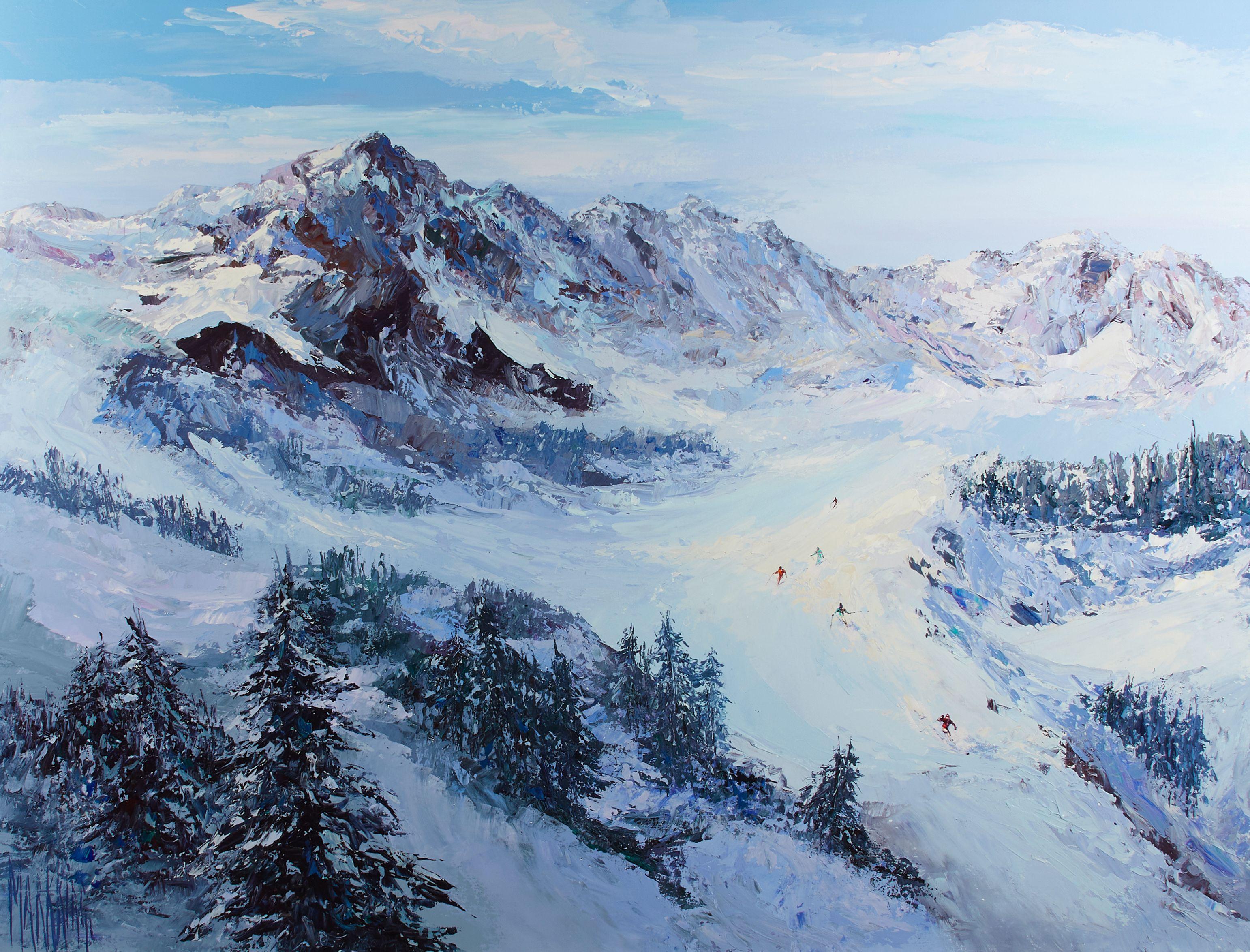 Mark King - Snow on Top of Mountains with Skiers