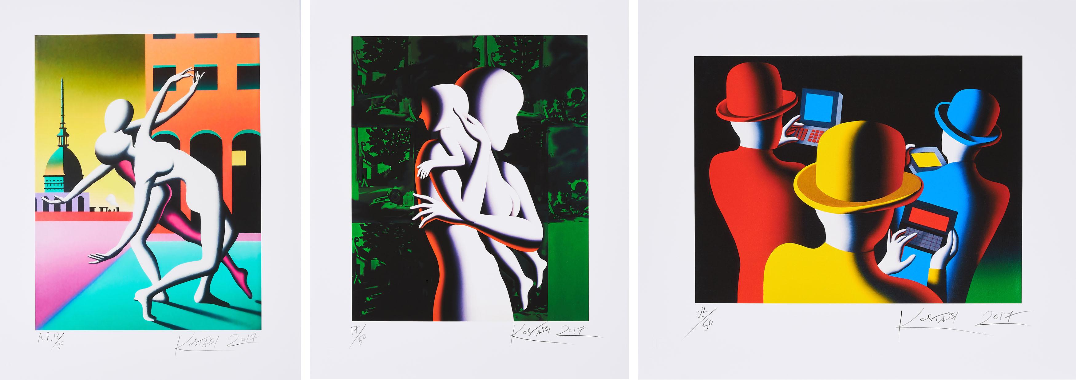 Mark Kostabi - Konvolut von 3 Druckgrafiken.