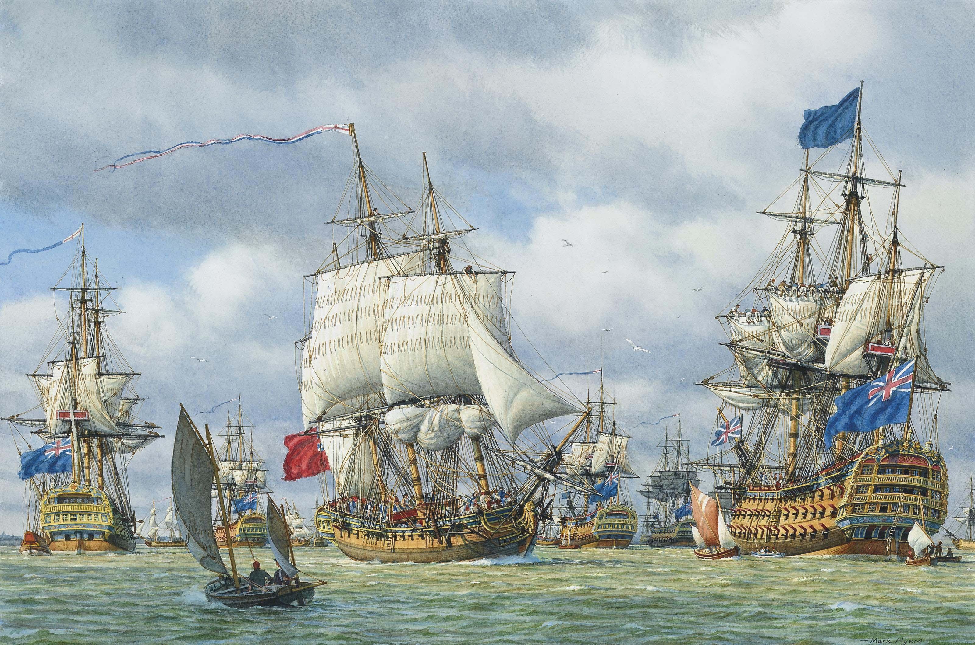Mark Richard Myers, P.R.S.M.A. - Hawke\'S Fleet At Spithead In \'The Year Of Victories\', 1759