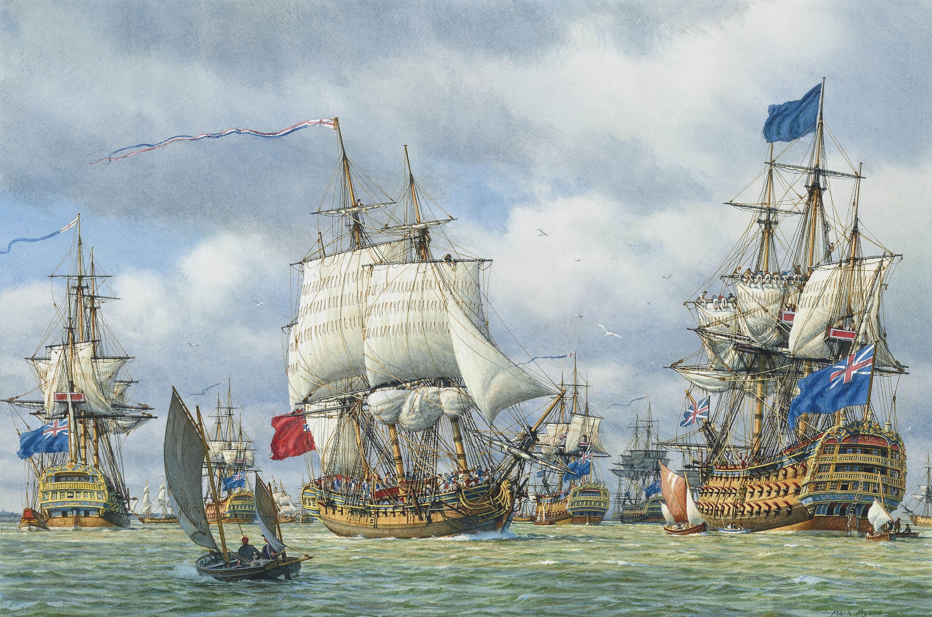Mark Richard Myers, P.R.S.M.A. - Hawke\'s fleet at Spithead in \'The Year of Victories\', 1759