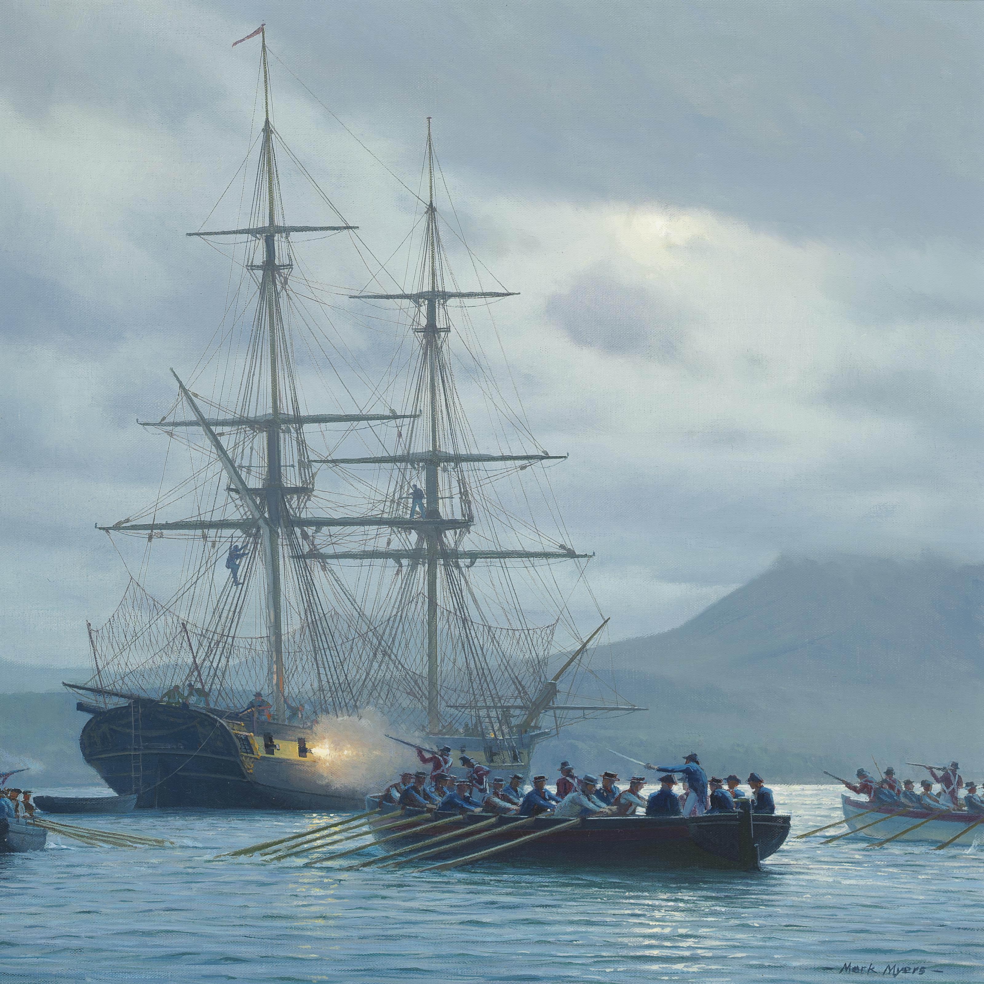 Mark Richard Myers, P.R.S.M.A. - The cutting out of the Curieux, Martinique, 4th February 1804