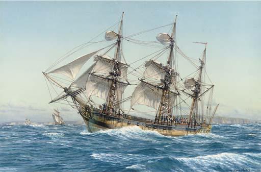 Mark Richard Myers, R.S.M.A. - H.M.S. Eurydice Off The Coast, With Her Crew Making Sail