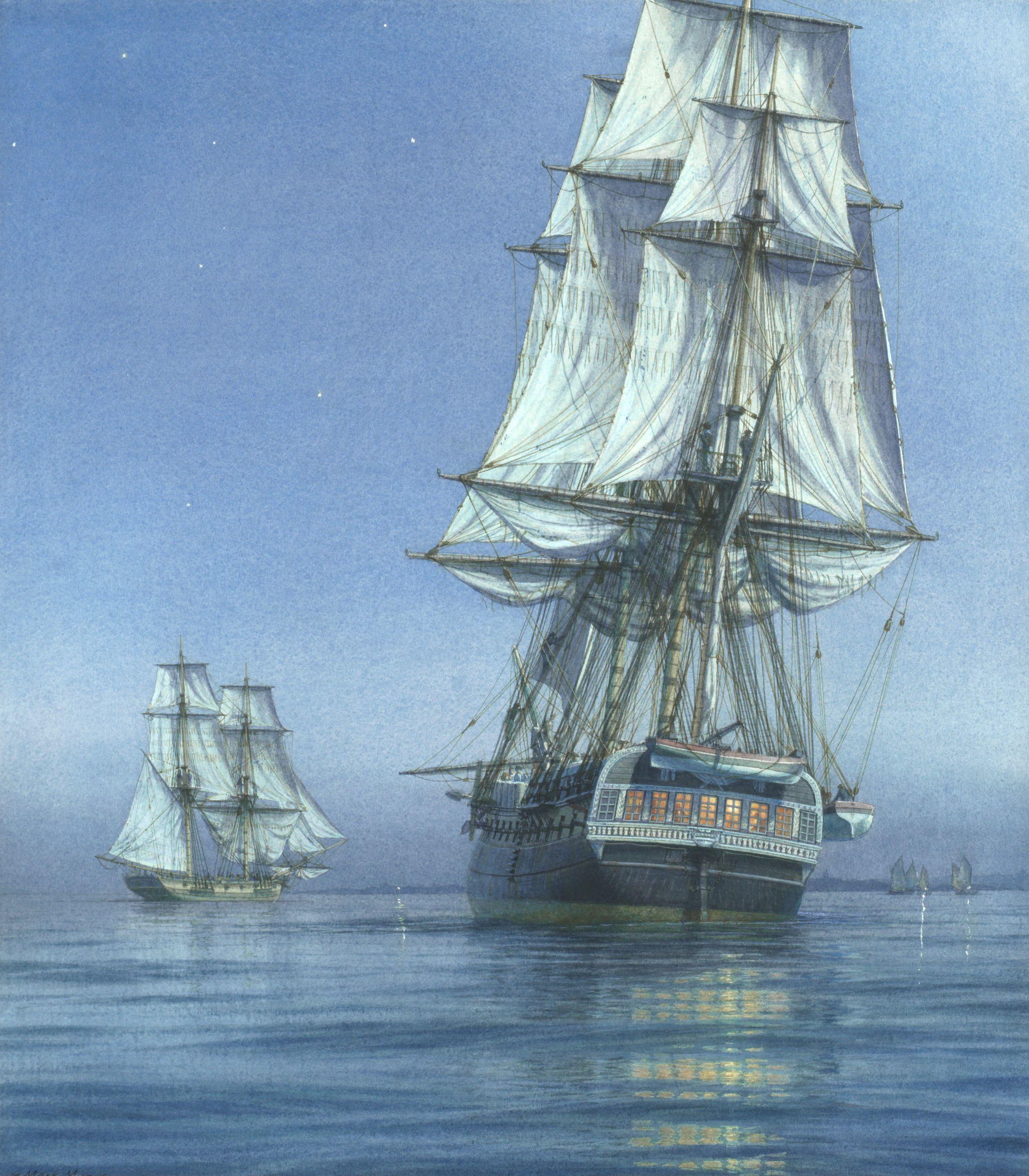 Mark Richard Myers - Melpomone And Childers Becalmed On Blockade, 1798