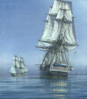 Mark Richard Myers - Melpomone And Childers Becalmed On Blockade, 1798