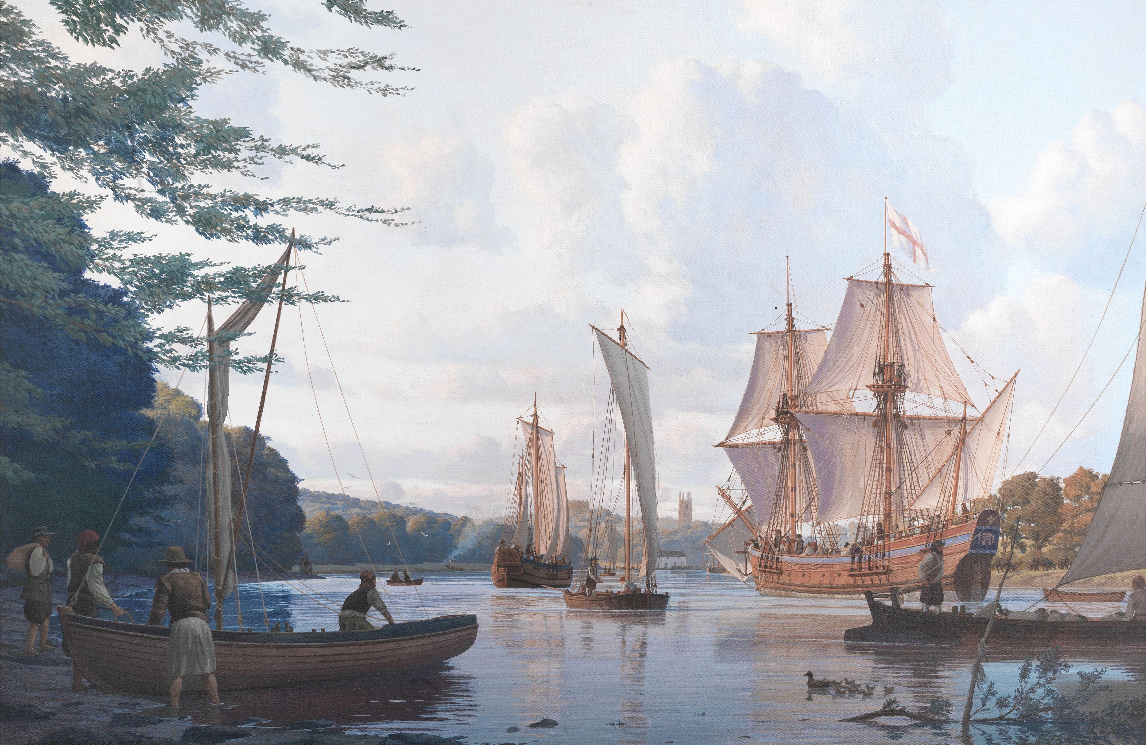 Mark Richard Myers - \'Shipping on the Dart Near Totnes circa 1630\'