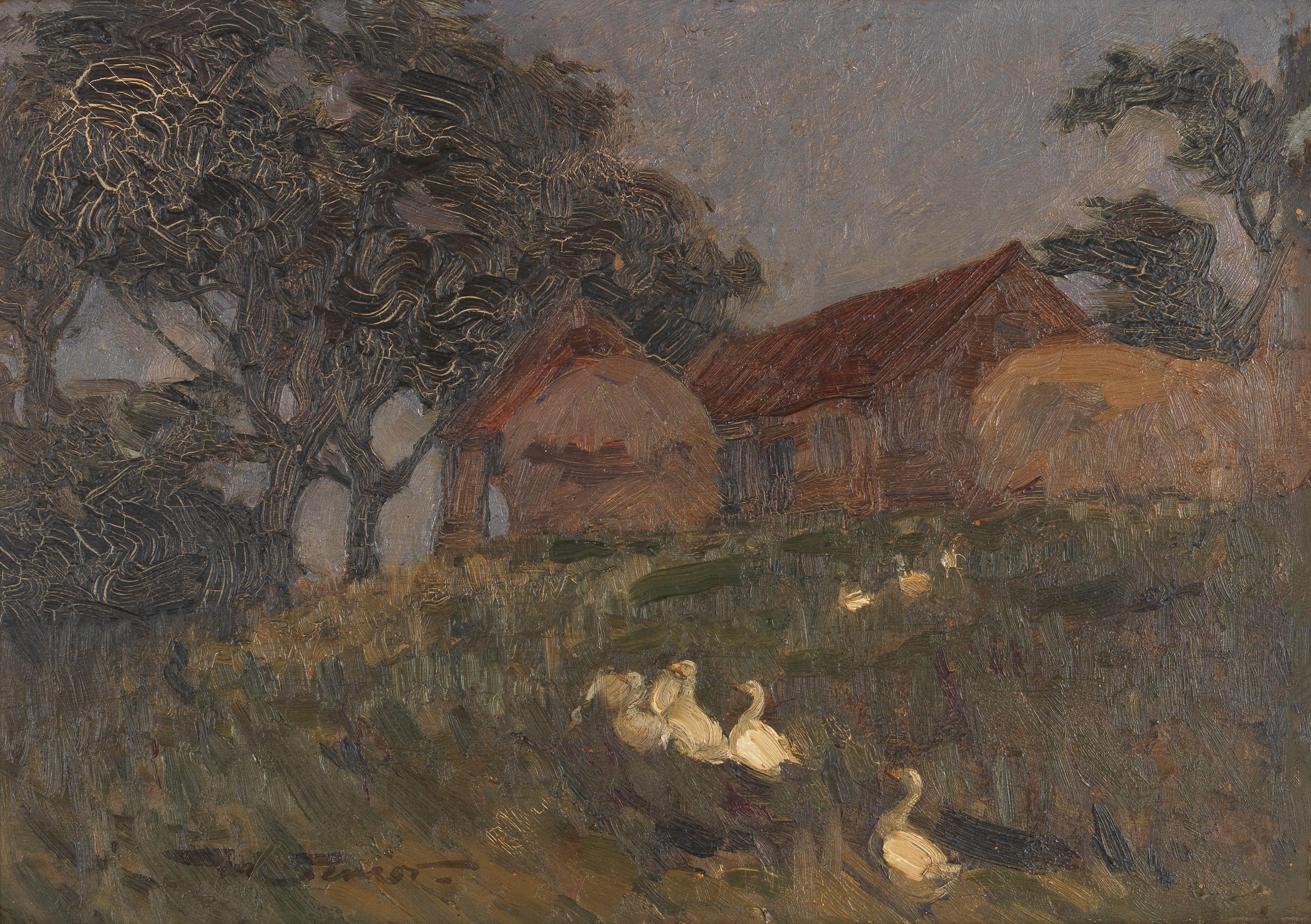 Mark Senior - Farmstead With Geese