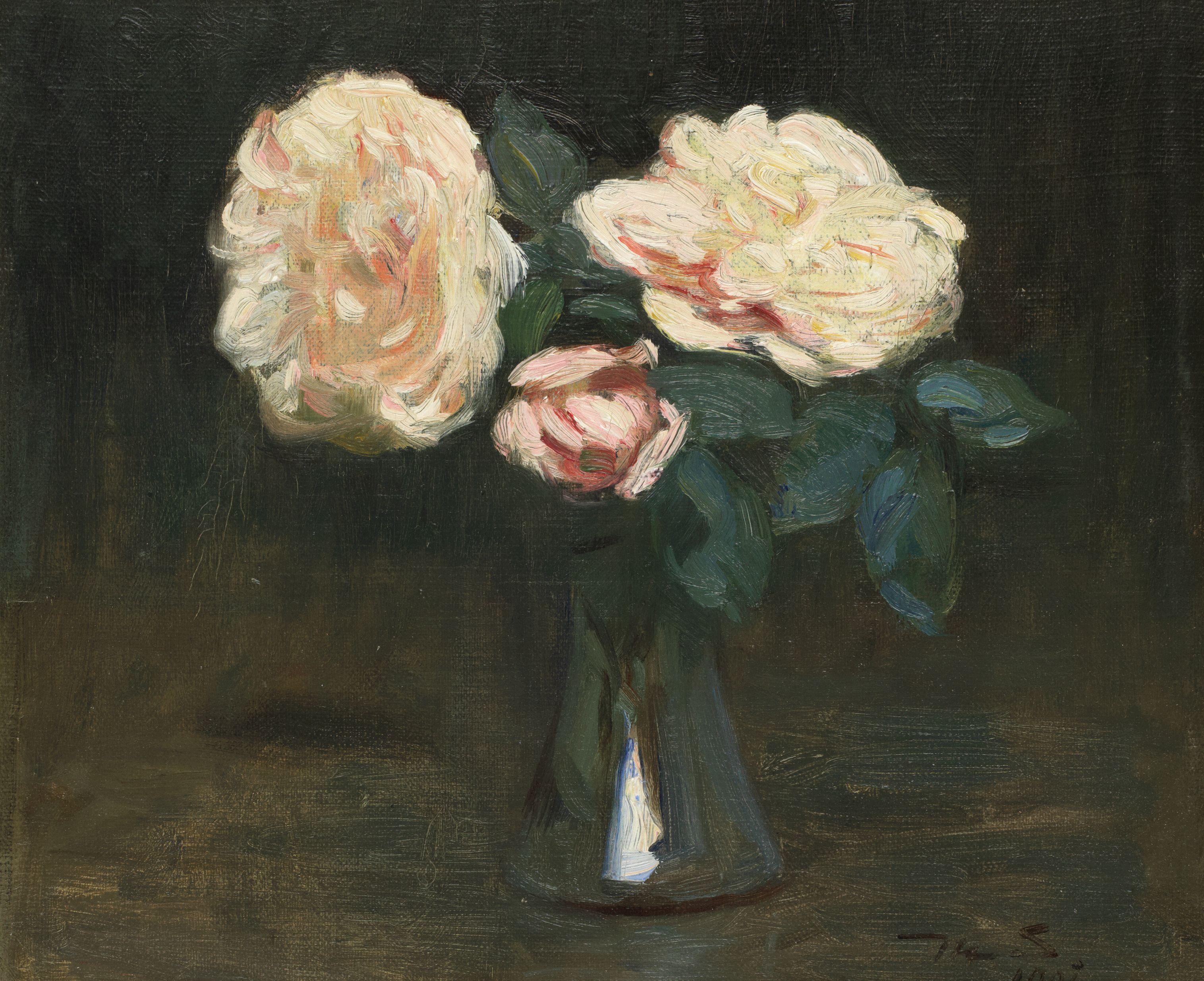 Mark Senior - Still Life Of Roses In A Glass Vase