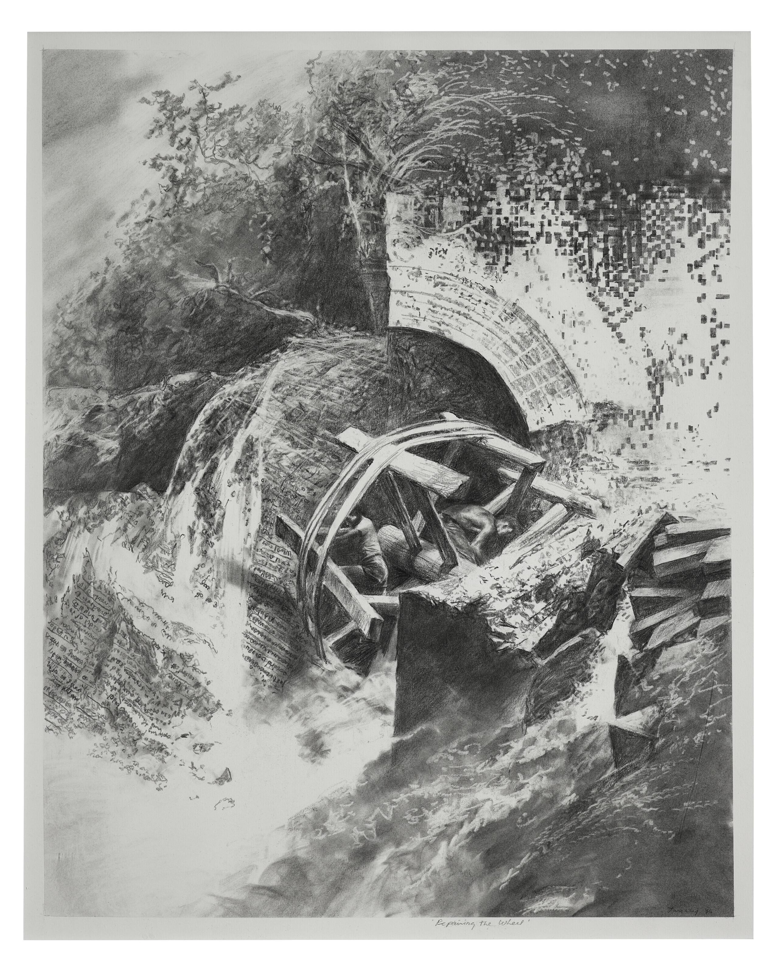 Mark Tansey - Repairing the Wheel