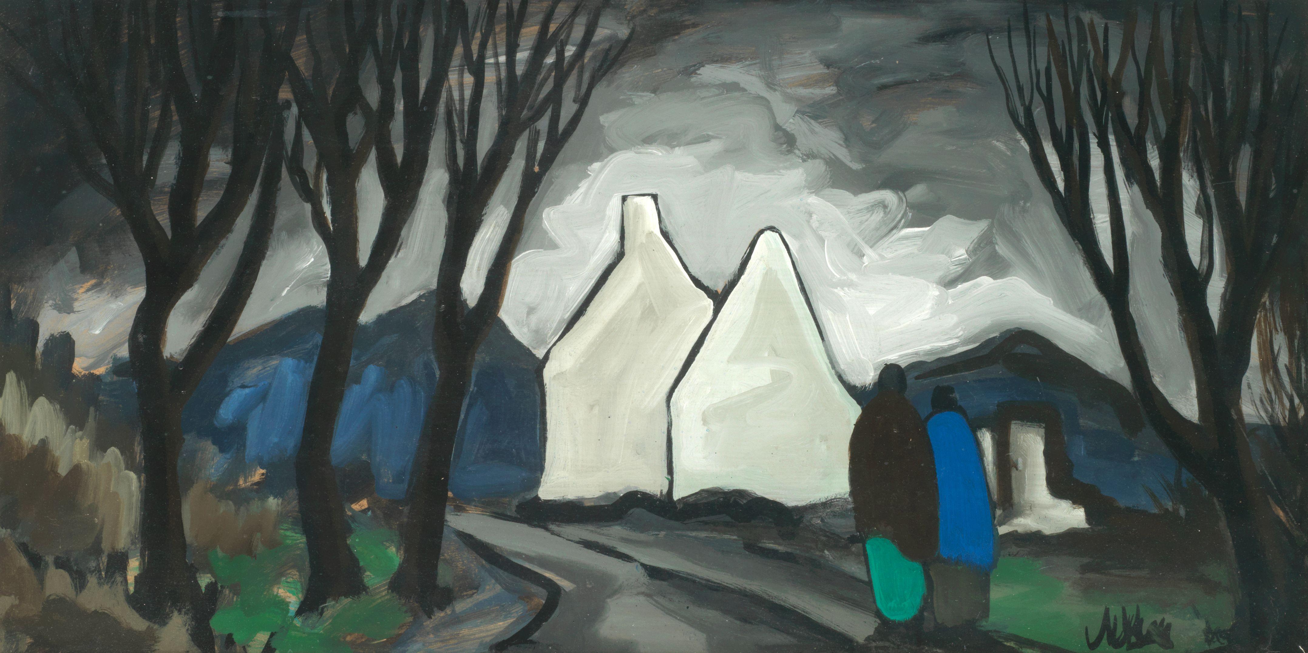 Markey Robinson - Landscape with Figures and Houses