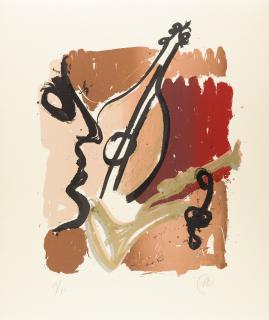 Markus Lüpertz - Portrait mit Laute.