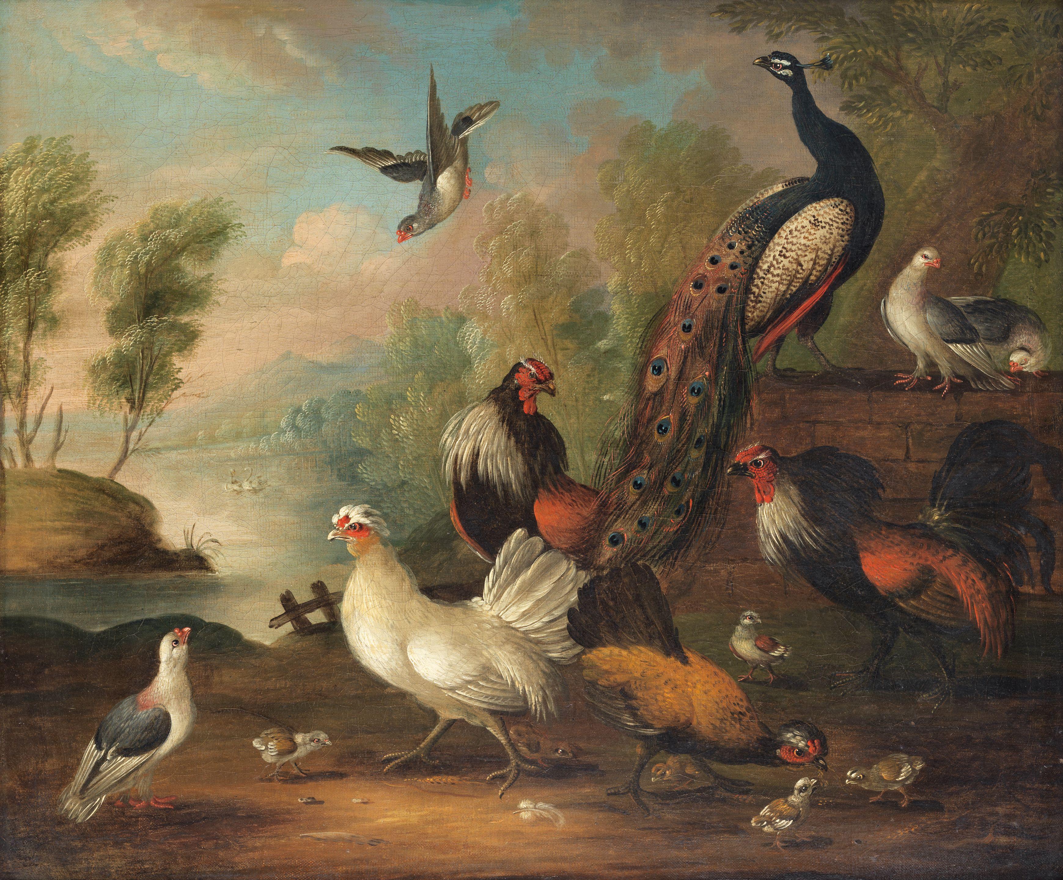 Marmaduke Craddock - A Peacock And Ornamental Fowl Beside A Lake; And Swans And Other Ornamental Fowl Beside A Lake (2)