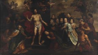 Marten Pepijn - The Apparition Of Christ With Saint Peter, James, John, Mary Magdalene, Johanna And Zacheus, With A Family Portrait