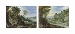 Marten Rijckaert - A Wooded Landscape With Hercules And Cacus; And A Mountainous River Landscape With The Prodigal Son