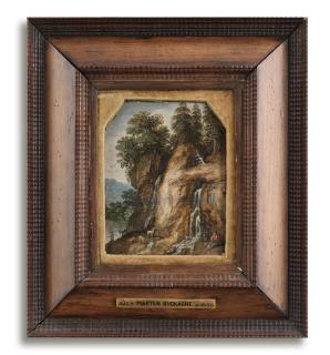 Marten Ryckaert - Drovers resting with their herd by a waterfall