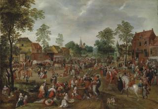 Marten Van Cleve I - A Village Celebrating The Kermesse Of Saint George