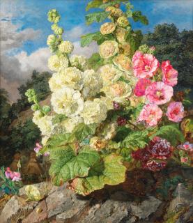 Martha Darley Mutrie - Hollyhocks