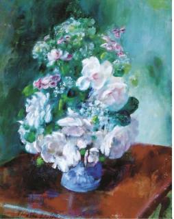 Martha Walter - Flowers in a vase on a table