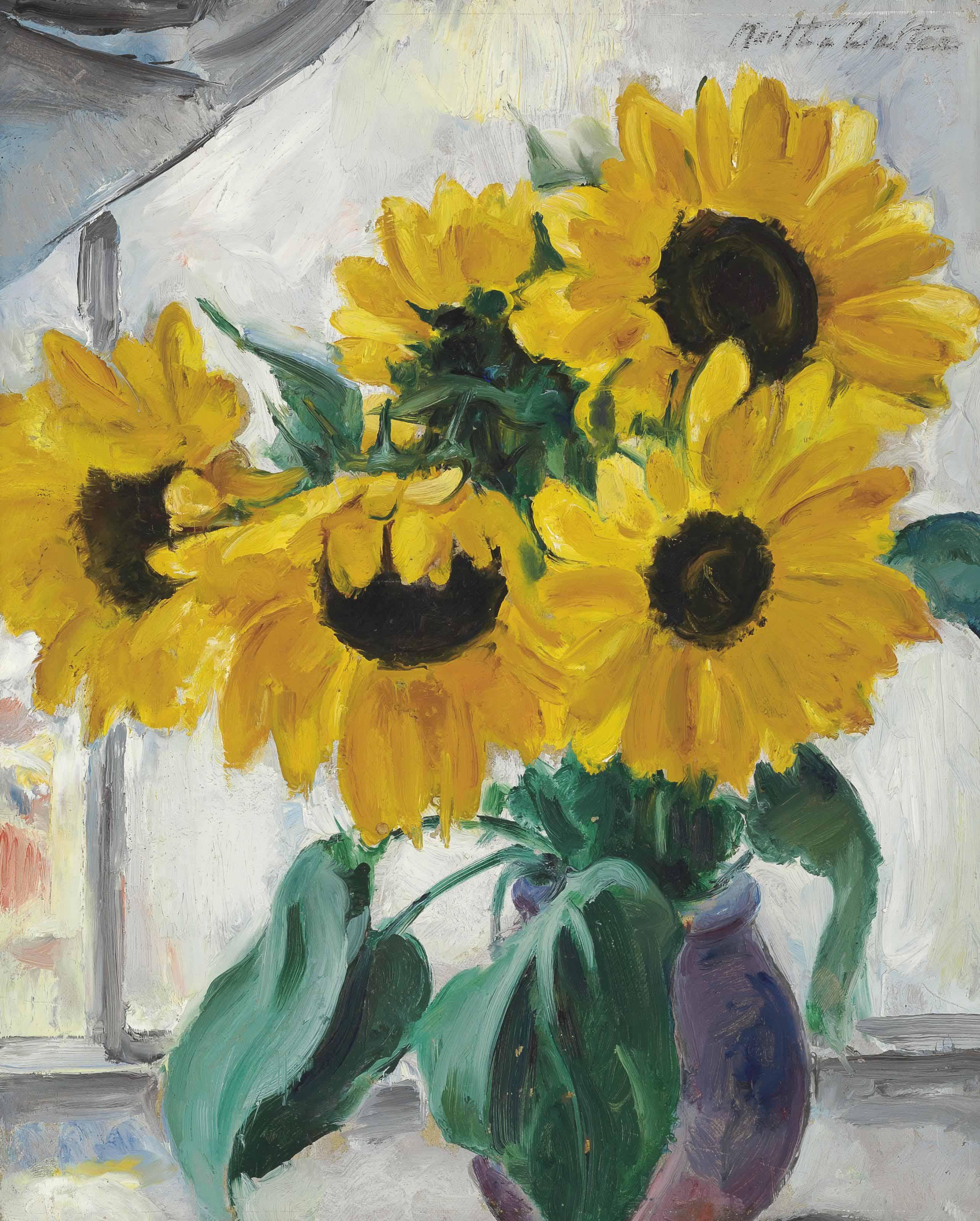 Martha Walter - Still Life With Sunflowers (Recto); And Young Woman Holding A Child (Verso)