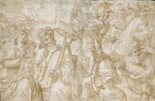 Martin De Vos - Christ carrying the Cross supported by Simon of Cyrene, with Saint Veronica holding the shroud