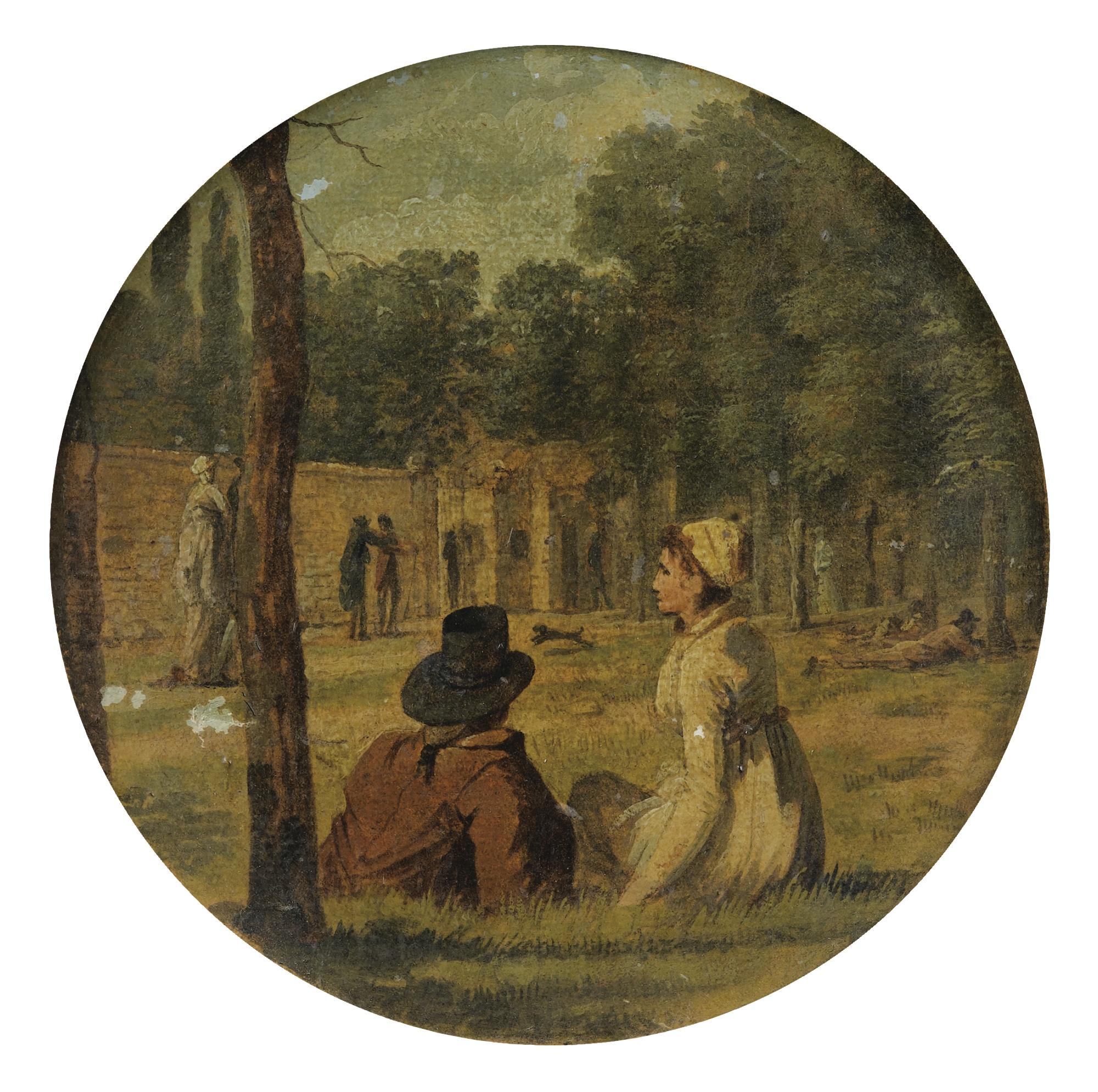Martin Drölling - Couple D\'Élégants Dans Un Parc