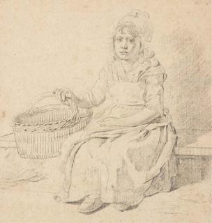 Martin Drolling - Une jeune fille assise tenant un panier