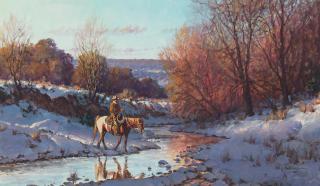 Martin Grelle - A Winter Evening 14 x 24 in. framed 24 3/4 x 34 3/4 in.
