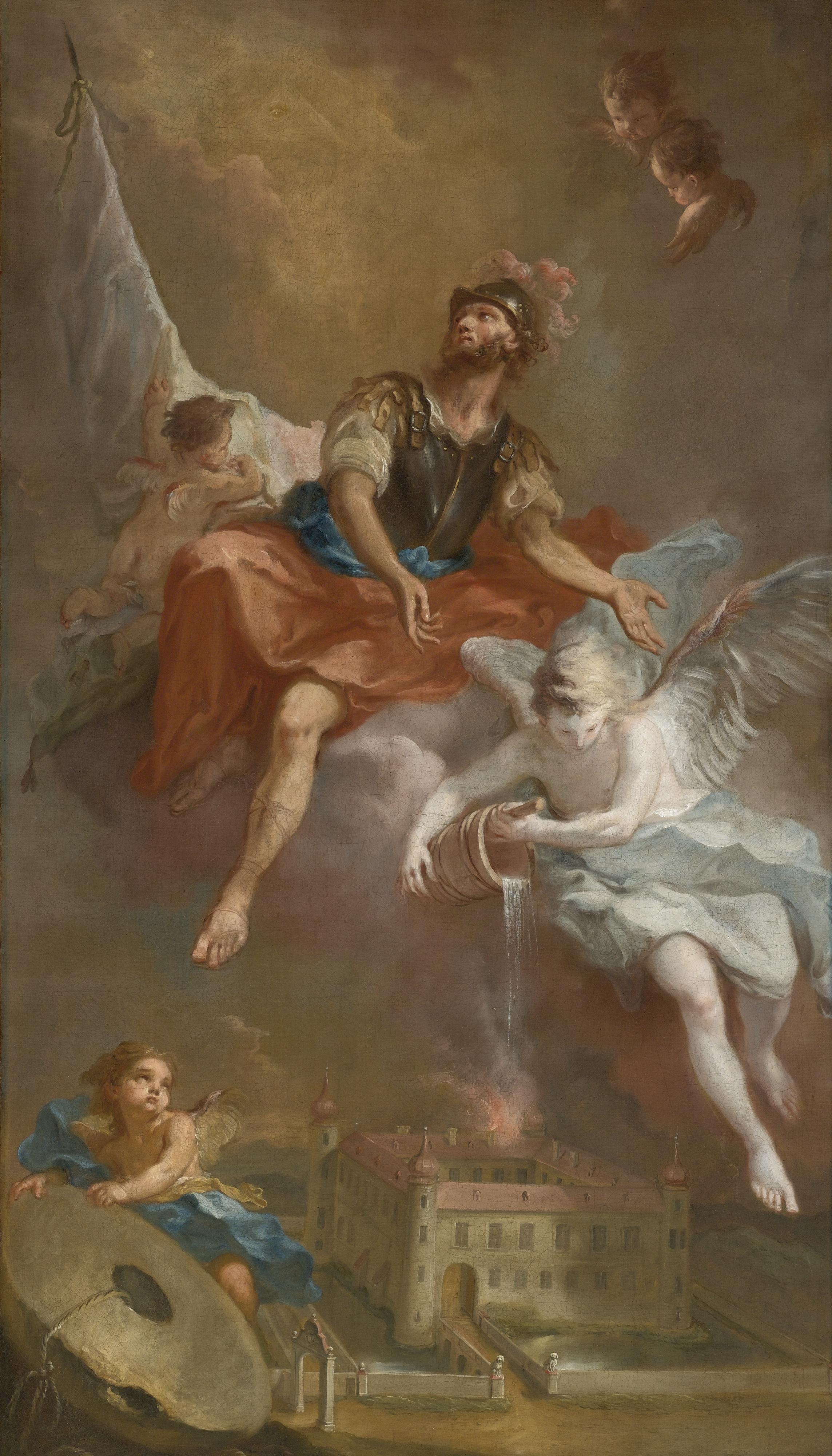 Martin Johann Schmidt - Saint Florian Rescuing The Burning Stockern Castle; Saint John Nepomuk