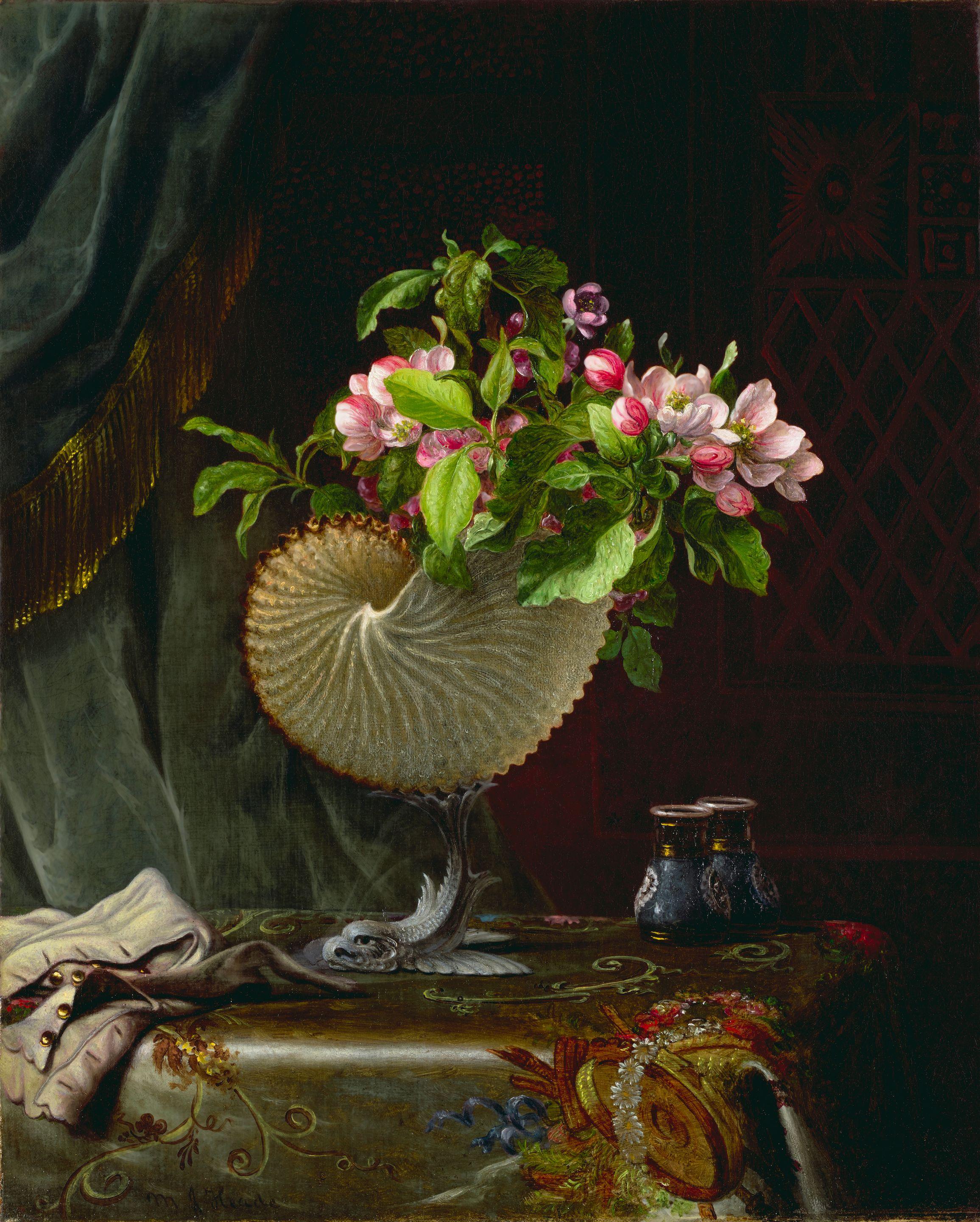 Martin Johnson Heade - Apple Blossoms in a Nautilus Shell Vase
