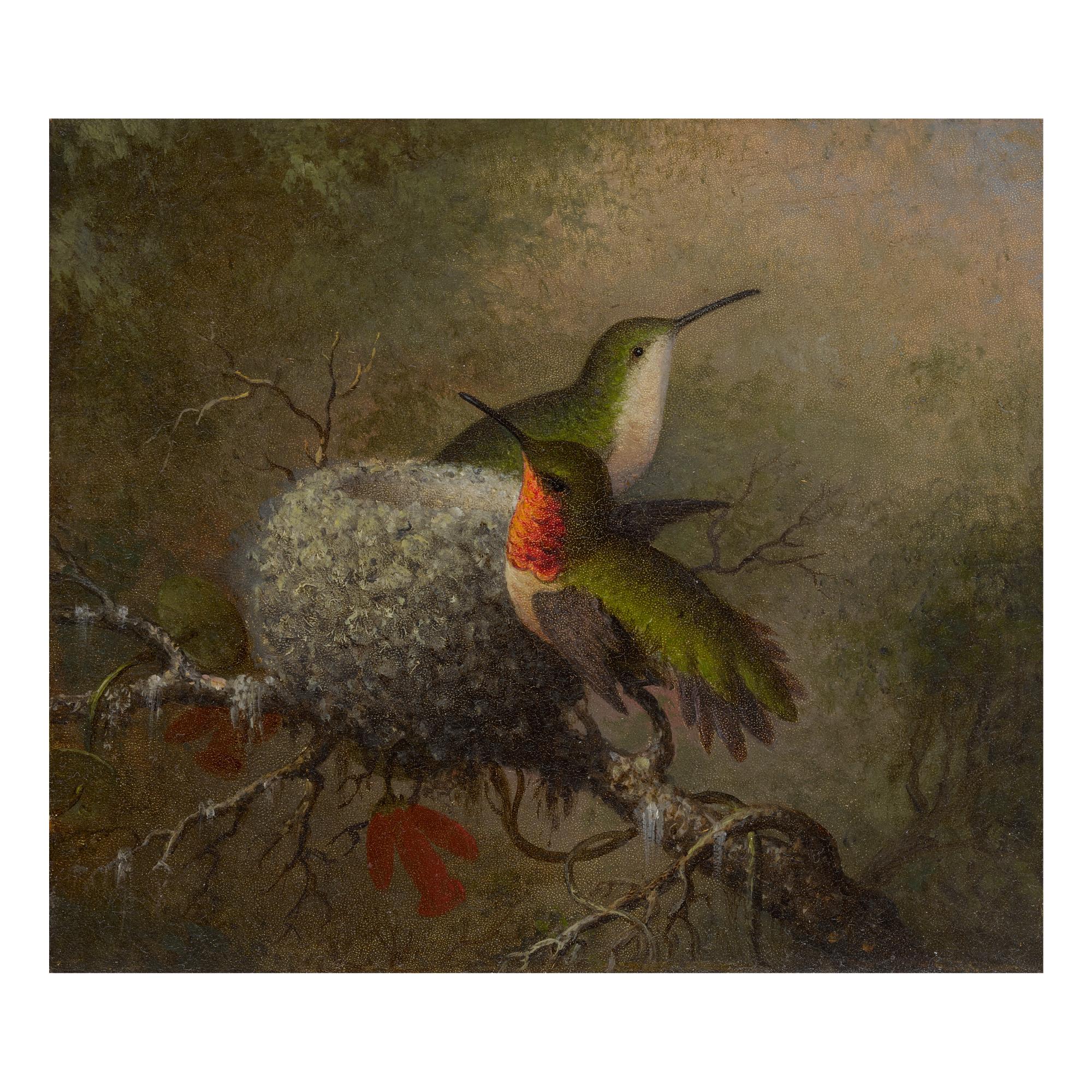 Martin Johnson Heade - Two Ruby Throats By Their Nest