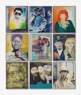 Martin Kippenberger - Untitled    (i) Terroristennachwuchs vom südlichen Mittelmeer (Junior Terrorists from the Southern Mediterranean)    (ii) Gib gas - Bulle (Step on it, Policeman)    (iii) Der Sohn von John Lennon als Frau verkleidet (John Lennon’s Son Dr