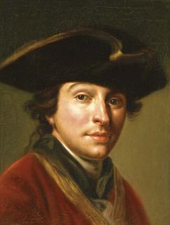 Martin Knoller - Portrait of the artist Anton von Maron (1733-1808), bust-length, in a red coat and black hat
