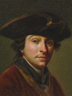 Martin Knoller - Portrait présumé du peintre Anton van Maron (1773-1808) coiffé d\'un chapeau, en buste