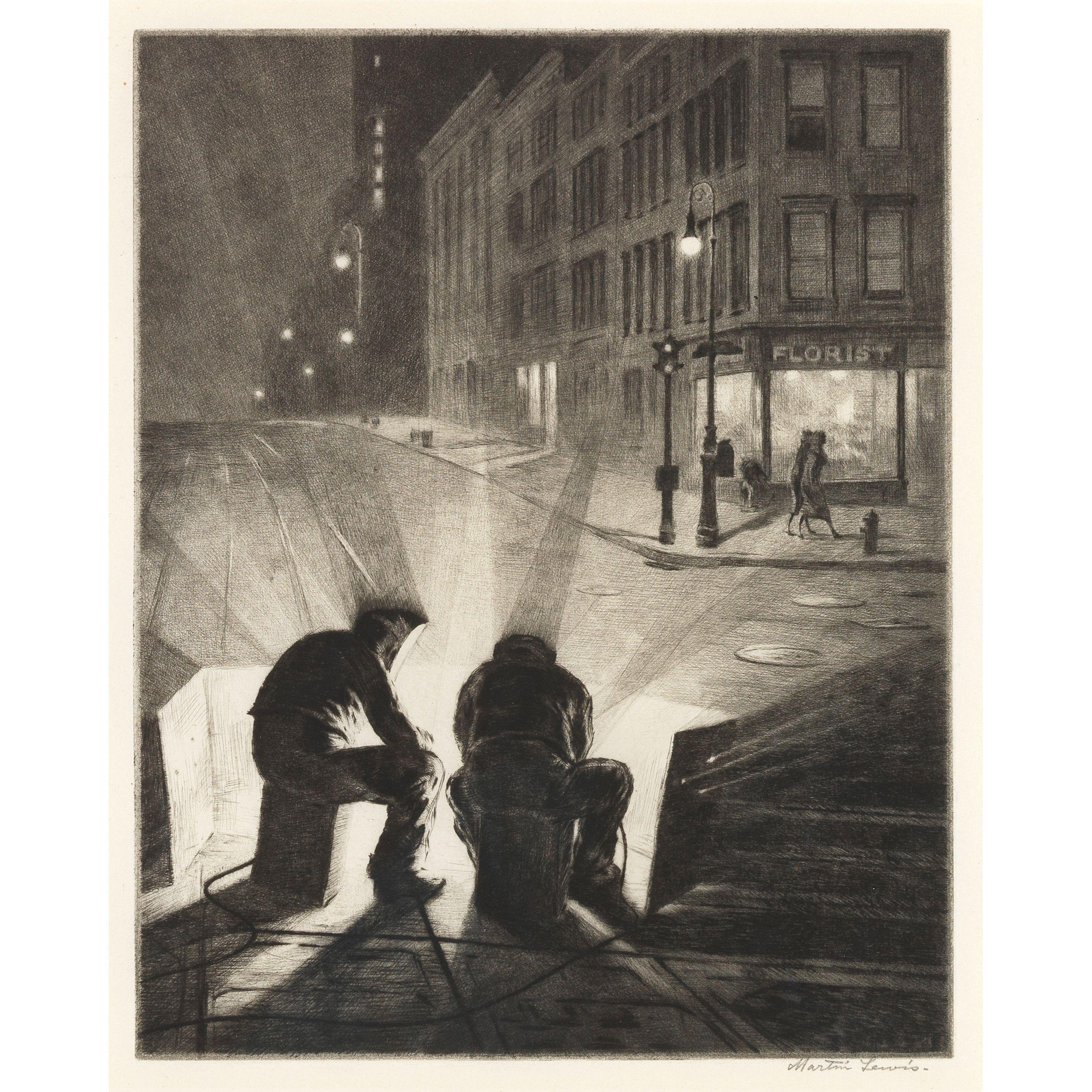 Martin Lewis - Arc Welders at Night
