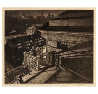 Martin Lewis - East Side Night, Williamsburg Bridge