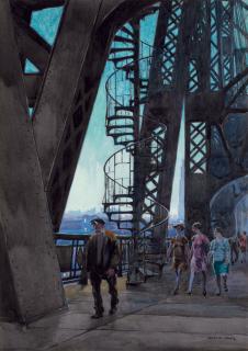 Martin Lewis - Spiral Staircase, Queensboro Bridge