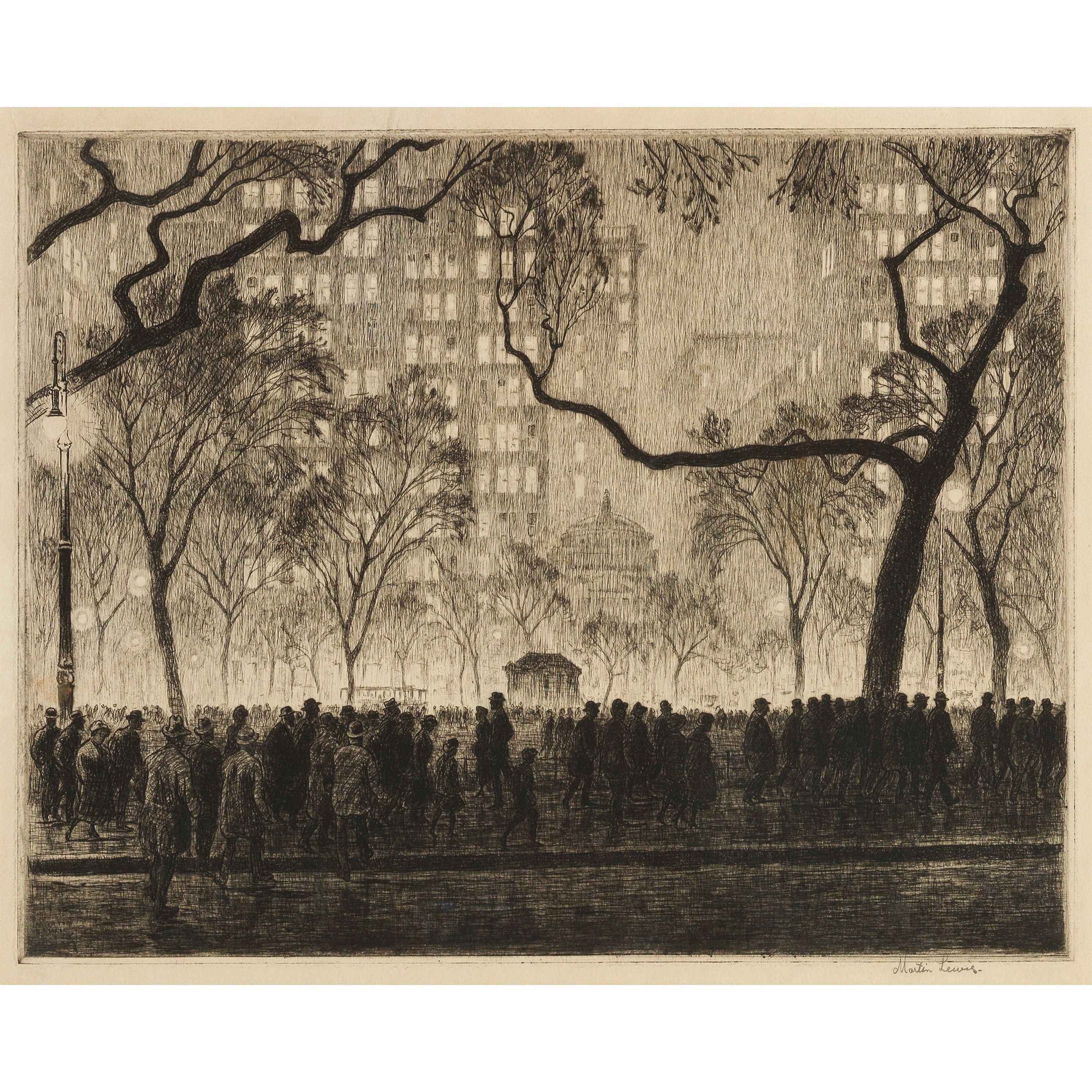 Martin Lewis - Untitled (Madison Square, Rainy Night)