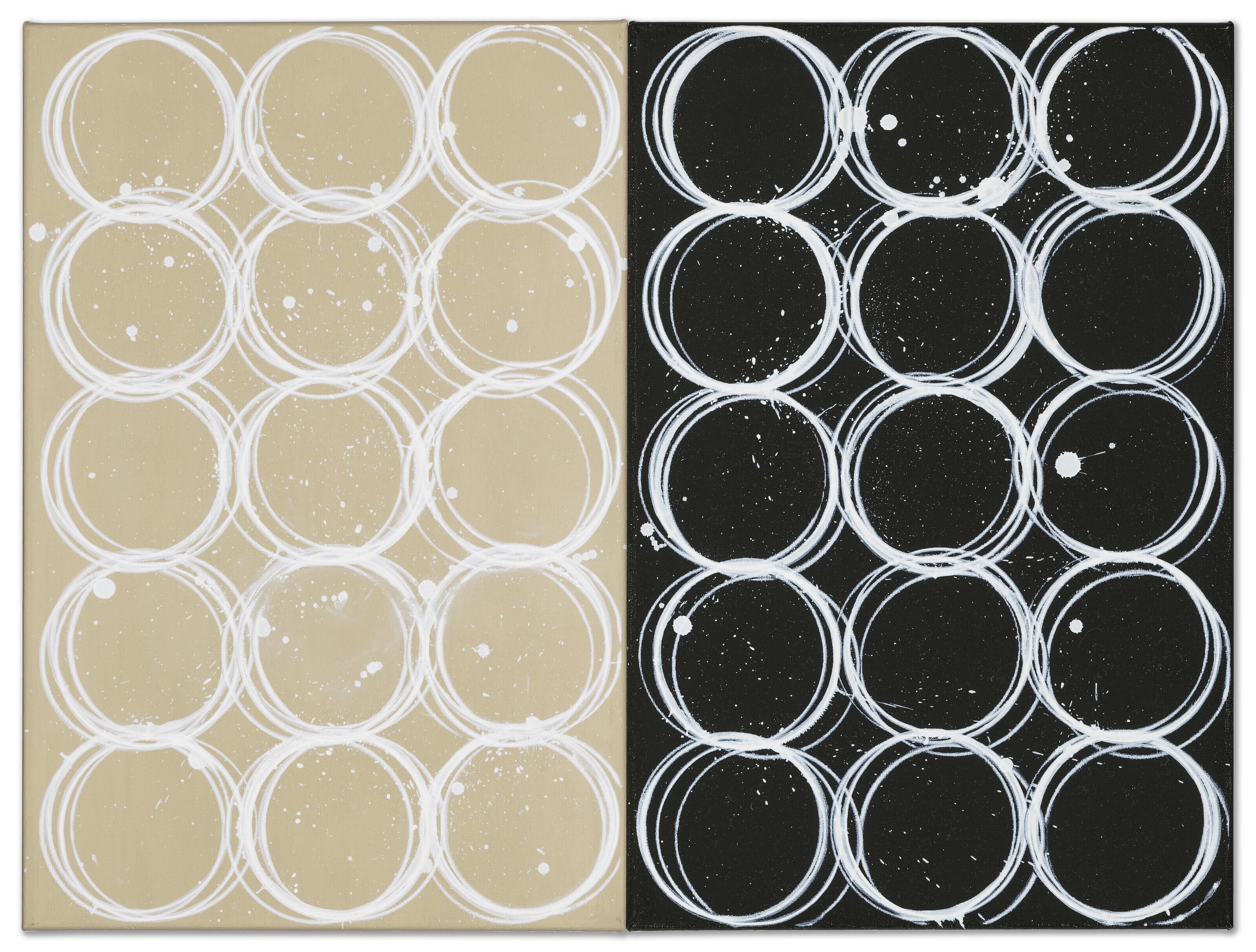 Martin McGinn - Wine Glass Painting, Umber, White, Black, White, 2023