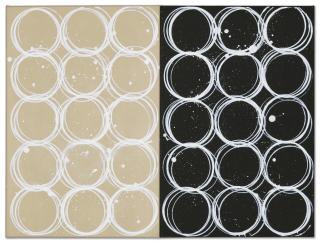 Martin McGinn - Wine Glass Painting, Umber, White, Black, White, 2023