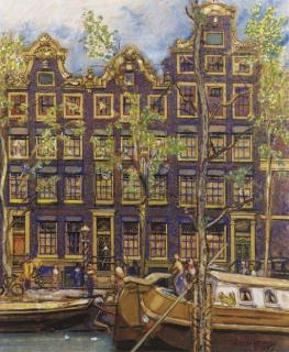 Martin Monnickendam - Grachtenhuizen aan de Prinsengracht