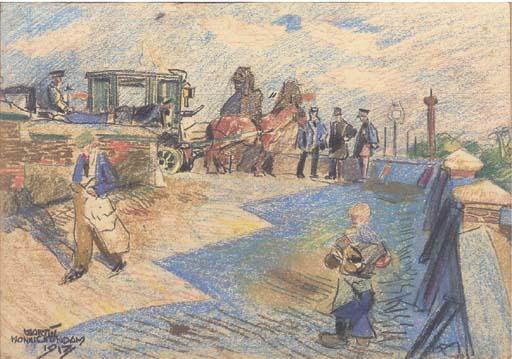 Martin Monnickendam - Rijtuigen op de kade