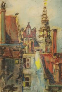 Martin Monnickendam - View of the Oude Kerk, Amsterdam