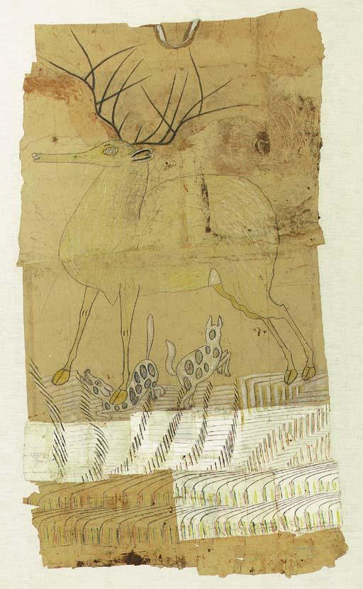 Martin Ramirez - Stag with Two Dogs