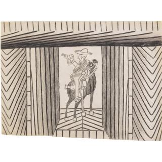 Martín Ramírez - Untitled (Horse and Rider), circa 1953