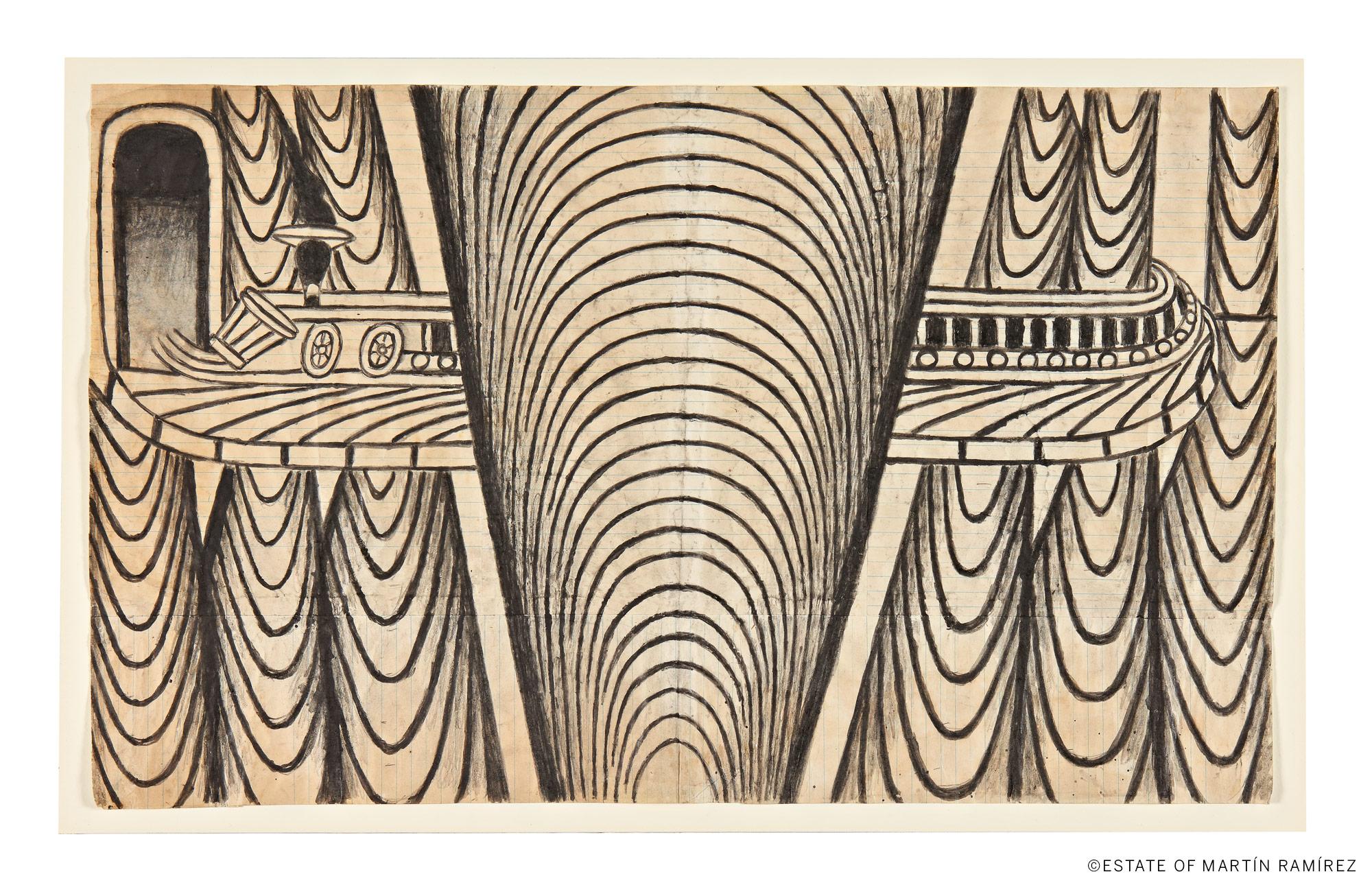 Martín Ramírez - Untitled (Train And Tunnel)