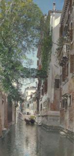 Martin Rico Y Ortega - A Venetian Canal Scene